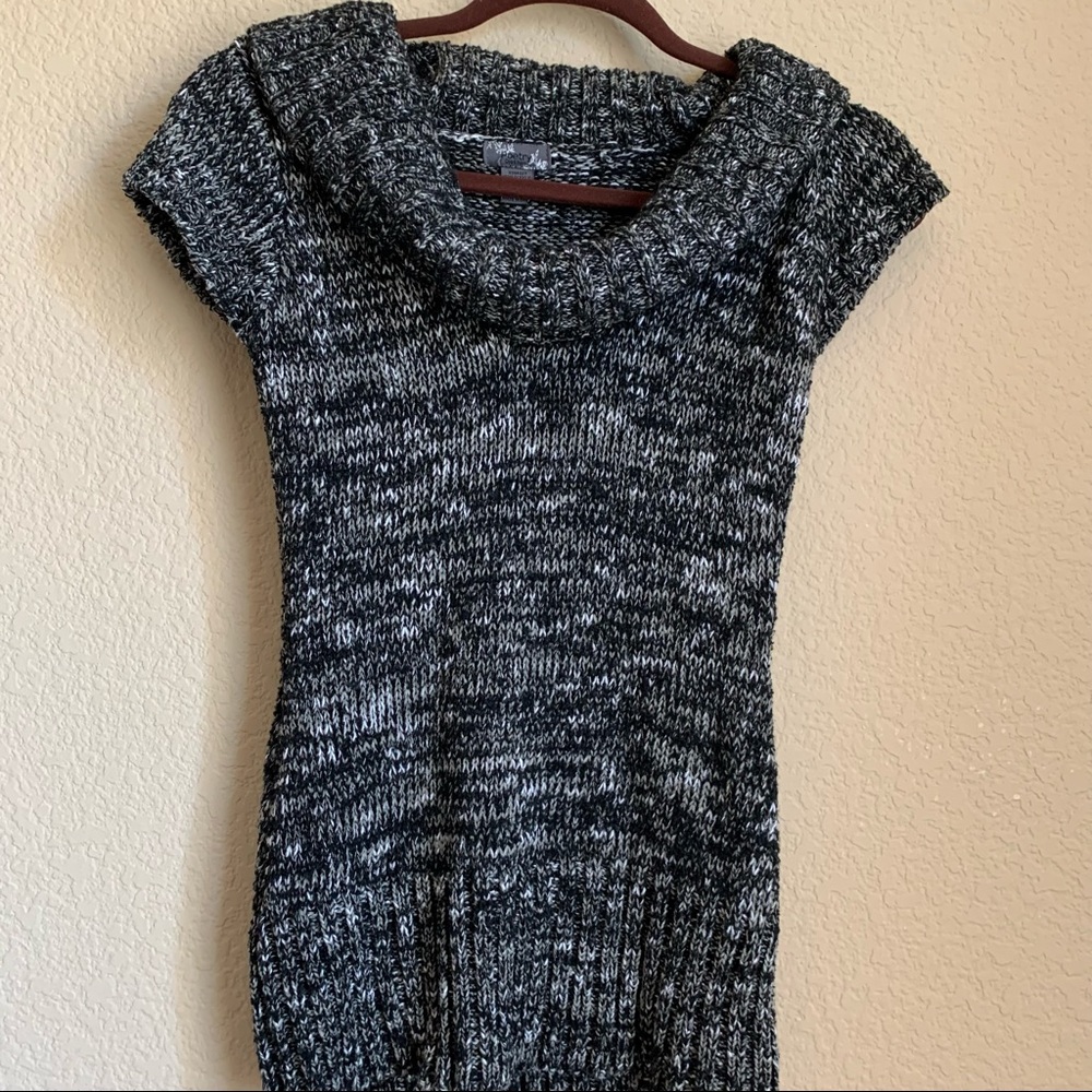 Poetry Gray Cowl Neck thick knitted top size Small